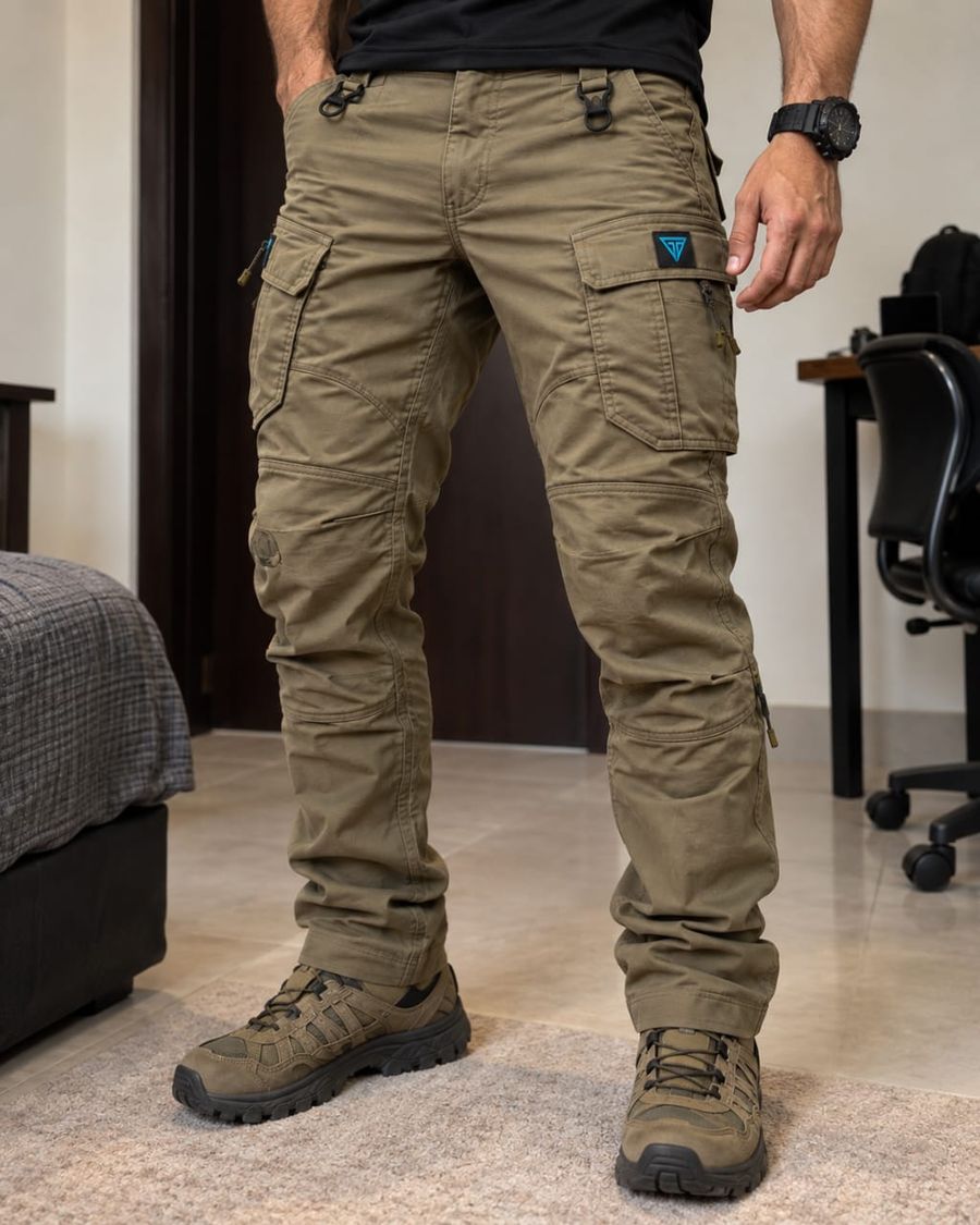 Coyote tactical cargo trousers with Supra Tactical patch